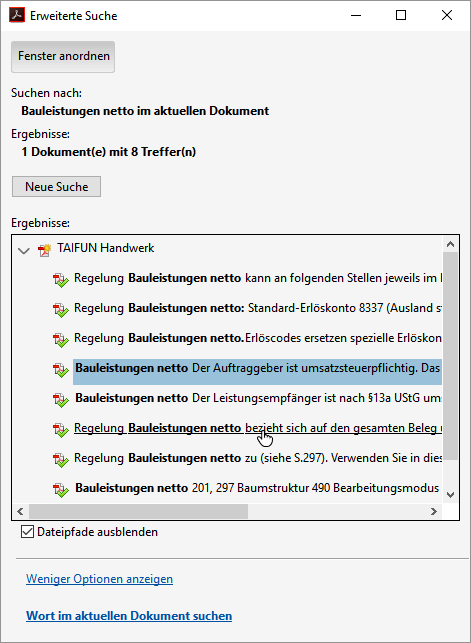 Erweiterte Suche in PDF mit Strg+Umsch+F