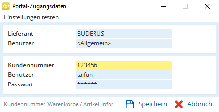Jemand tippt Zugangsdaten ins Portal ein, um Angebote zu prüfen oder eine Bestellung für das nächste Projekt vorzubereiten.