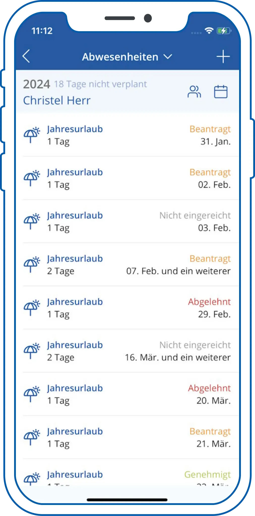 TAIFUN App Abwesenheiten